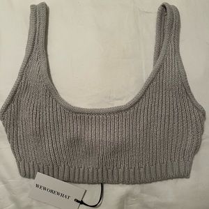 WeWoreWhat sweater bralette in grey. Size small never worn tag still on